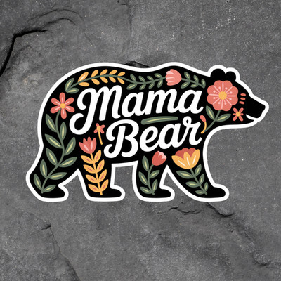 Mama Bear Sticker Vinyl Decal Floral Forest Bear Cute Mom Gift