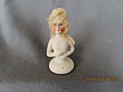 VINITAGE 1920'S COMPOSITION HALF DOLL-GERMANY W/BLOND HAIR-BLUE EYES