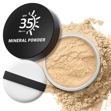 Mineral Powder Foundation, Loose Setting Powder Mineral Foundation Makeup, Light