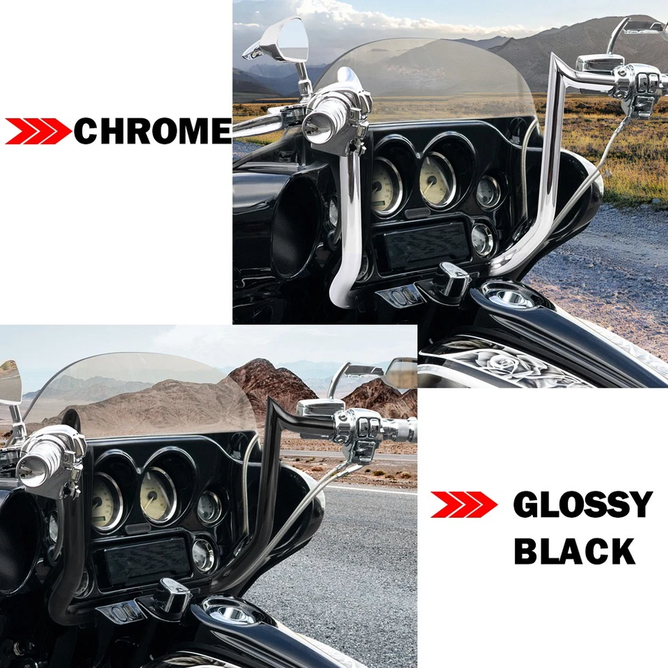 10" 12" 14" Meathook Bar Handlebar For Harley Touring Street Glide Electra Glide Foto 2 de 4