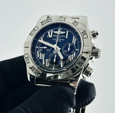 Breitling Chronomat 44 B01 Black Dial Box Papers Chrono Silver AB0110
