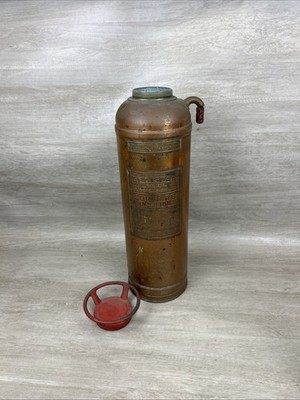 VTG ANTIQUE !~  EMPTY ~! COLLECTABLE RED STAR 303 FIRE EXTINGUISHER COPPER BRASS