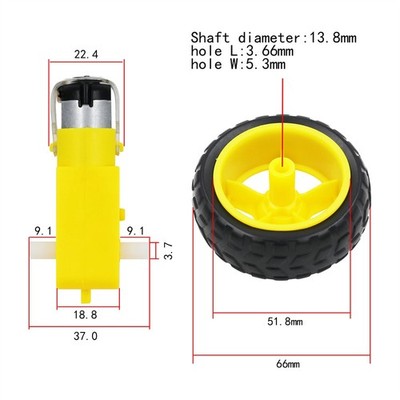 DC 3V-12V Gear Motor Plastic Tire Wheel Kit For Arduino Smart Car Robot