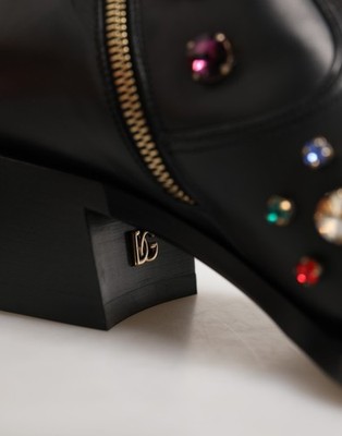 DOLCE & GABBANA Shoes Black Crystal Embellished Short Boots  display picture 2