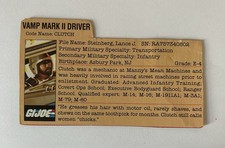 Gi Joe ARAH 1984 Tan Clutch VAMP MARK II Driver File Card Filecard Trading card