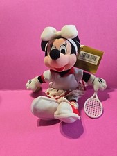 Disney Store Tennis Minnie Mouse Bean Bag Plush Toy 8" W Tags Mickey Sport VTG