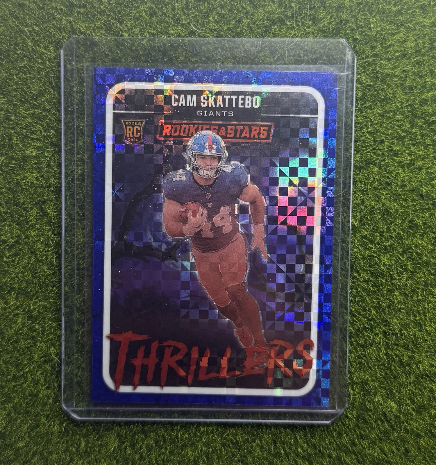 Cam Skattebo 2025 Panini Rookies & Stars #26 Blue Plaid Thrillers SP (RC) Giants