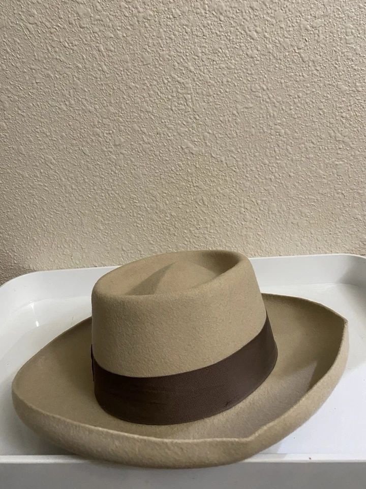 SOMBRERO VAQUERO OCCIDENTAL PASTEL DE CERDO LANA BAILEY WALSH “BARCO FLUVIAL” TALLA 7 1/8 100% LANA Foto 4 de 4