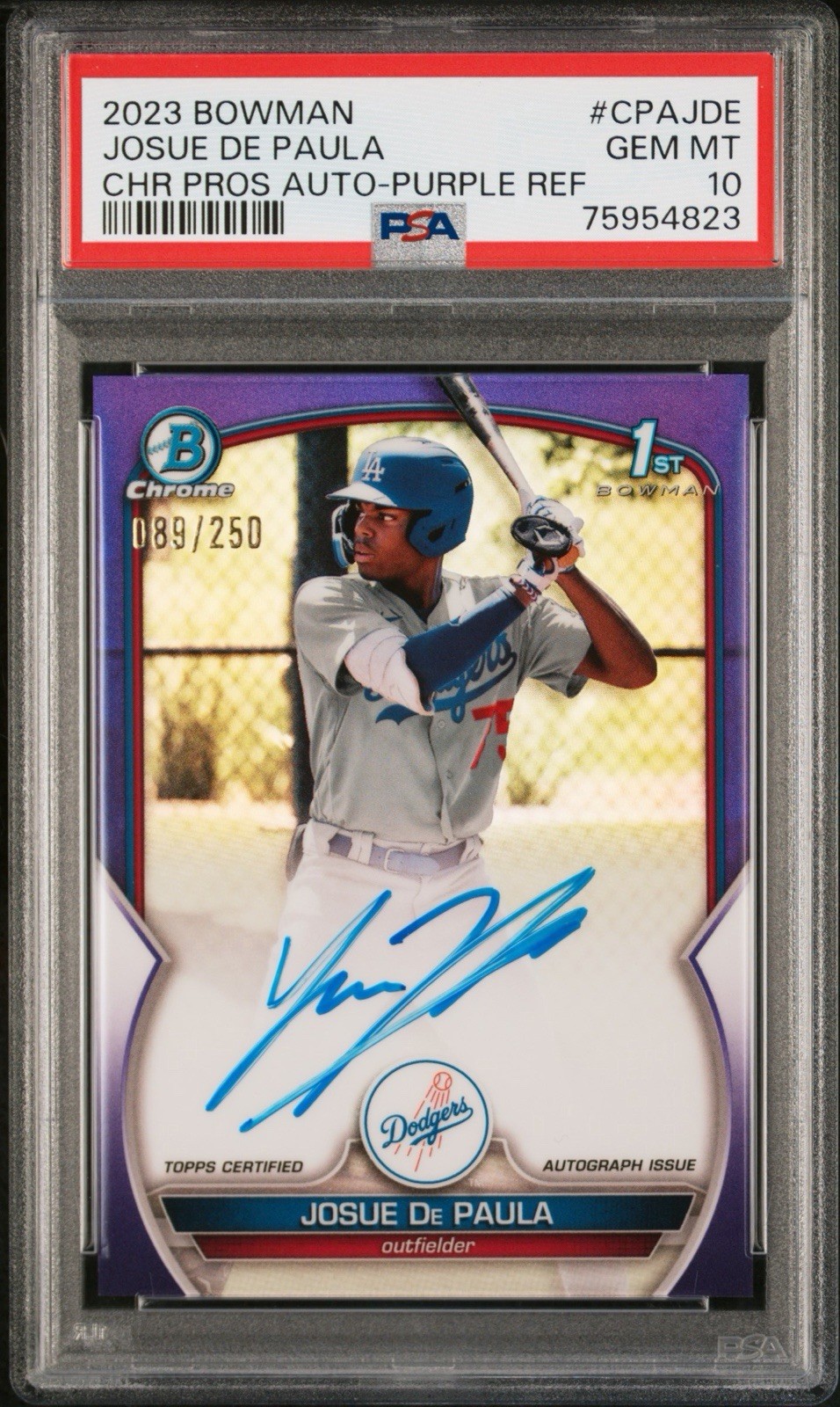 2023 Bowman Chrome Purple 1st Auto /250 PSA 10 Josue De Paula Dodgers SSP CT2