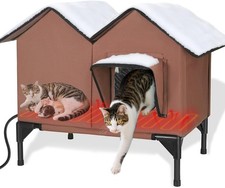 Heated Cat House Heated Outdoor Cat House Weatherproof Elevated Bed Escape Door