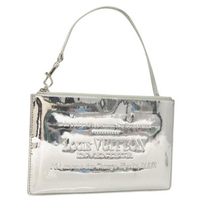 LOUIS VUITTON Monogram Miroir Pochette Platt Pouch Silver M95277