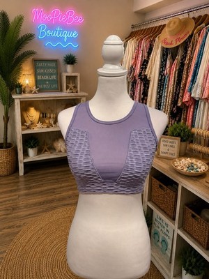La Society Women s Purple Mesh Sports Bra Small Textured Racerback NWT