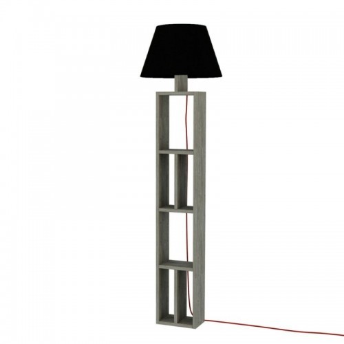 Lampada da terra con libreria e paralume nero