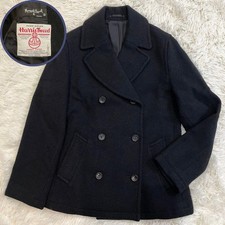 Margaret Howell Harris Tweed Wool Peacoat Navy M Women's Vintage Jacket
