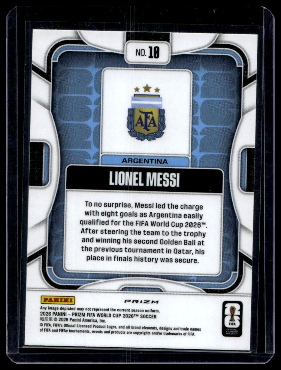 Lionel Messi Panini Prizm FIFA World Cup 2026 Disco #10 Argentina Soccer view 2
