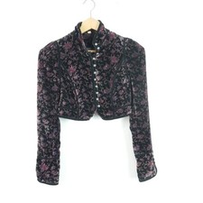 Free People Tripoli Floral Velvet Crop Jacket Victorian Prairie Gothic Bolero 0