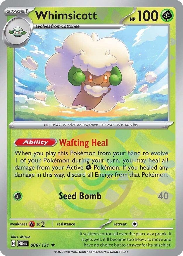Whimsicott (8/378) Prismatic Evolutions NM REVERSE HOLO- Poke Ball Pattern