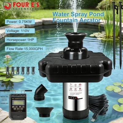 1HP Lake Pond Aerator Pump Pond Aeration System 750W Efficient Fountain Pump US