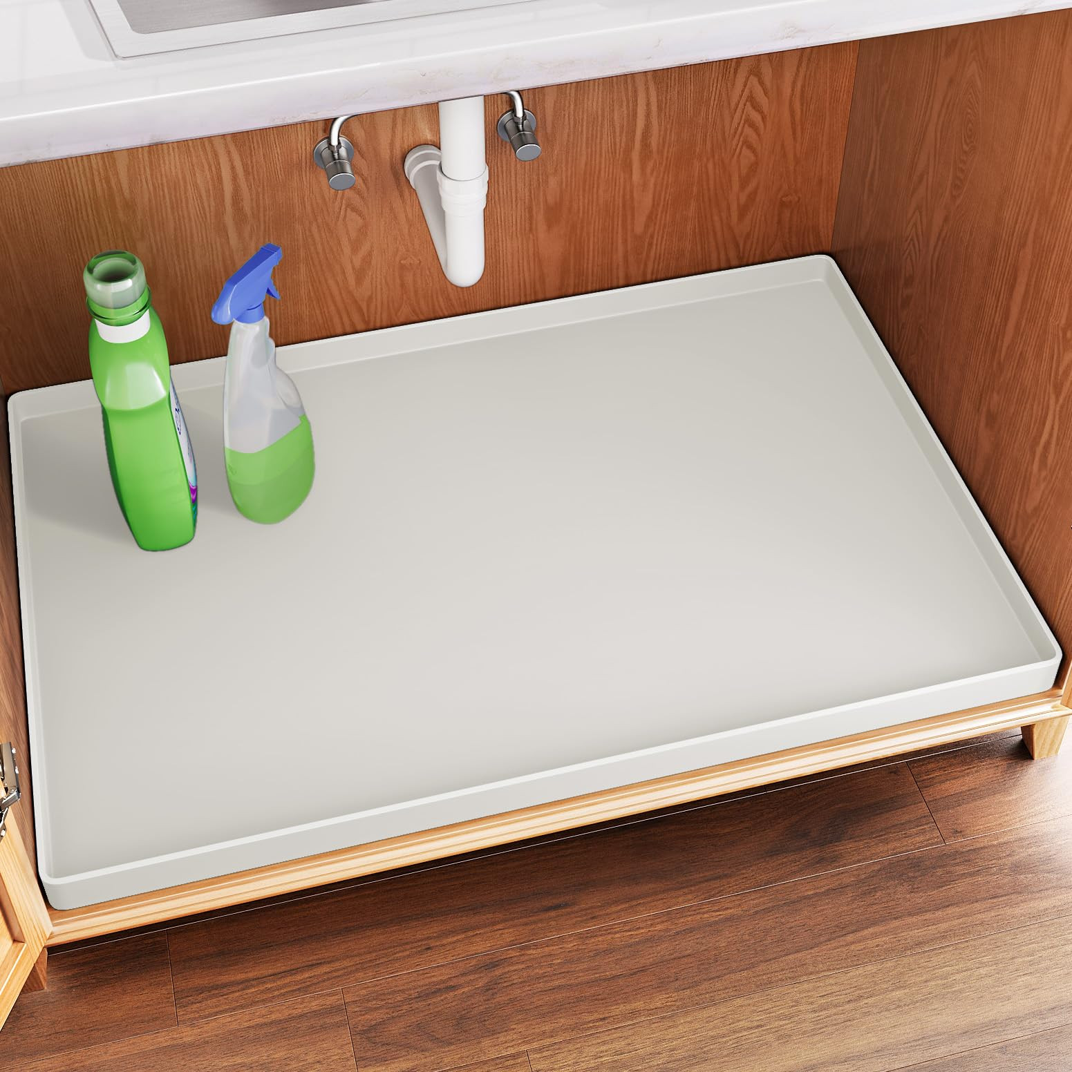 Waterproof Under Sink Mat 34x22 Inch Shelf Liner for Kitchen Bathroom Cabinets
