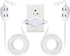 Kasonic 12 Feet Twin Extension Cord Power Strip, 6 Feet on Each Side, Flat Head 