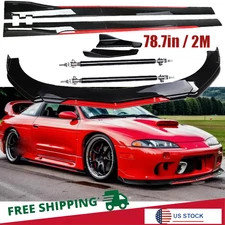 Front Bumper Lip Splitter Spoiler Glossy Black +Red For Mitsubishi Eclipse