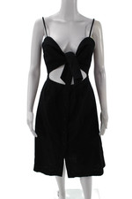 Reformation Women Black Sundress Button Knee-Length Sleeveless Size 2