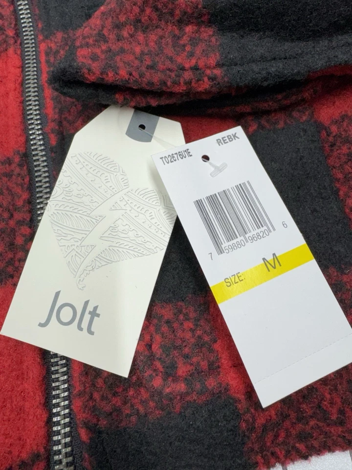 Jolt Women's Checkered Print Trucker Jacket - Red Black - Medium - New - Image 3 of 4