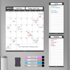 Dry Erase Calendar for Fridge Magnetic, Refrigerator Calendar Whiteboard Set - V