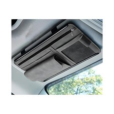 Car Sun Visor Organizer - Soft Leather Eyeglasses Note Holder Waterproof Stor