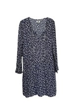 Old Navy Blue White Floral Short Dress Tie Front Long Sleeve V-Neck M Women