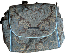 Petunia Pickle Bottom Backpack Tapestry Diaper Bag Damask Chenille Blue Brown