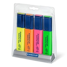 STAEDTLER Textsurfer Classic Highlighters - 4 Colors Rainbow Set with Stand,