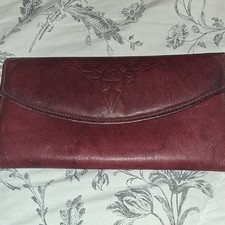 Vintage Rolfs Cowhide Leather Wallet Tooled Floral French Purse Tri-Snap Brown