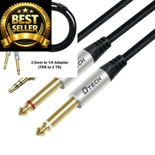 DTECH 5ft 3.5mm to 1/4 Adapter Audio Stereo Cable TRS 1/8 Dual 5ft, Black