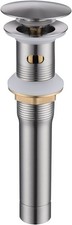 Polished Brushed Nickel Vessel Sink Drain - Bathroom Pop-Up Drain with