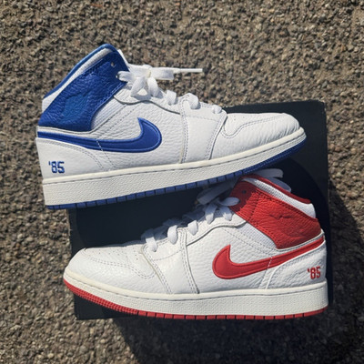Nike Dunk Men's High Top Lace-Up Sneakers White/Red/Blue Colorblock