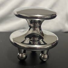 Metal Handheld Body Massage Roller Stick Silver 3 Heads for Back Neck Shoulde.