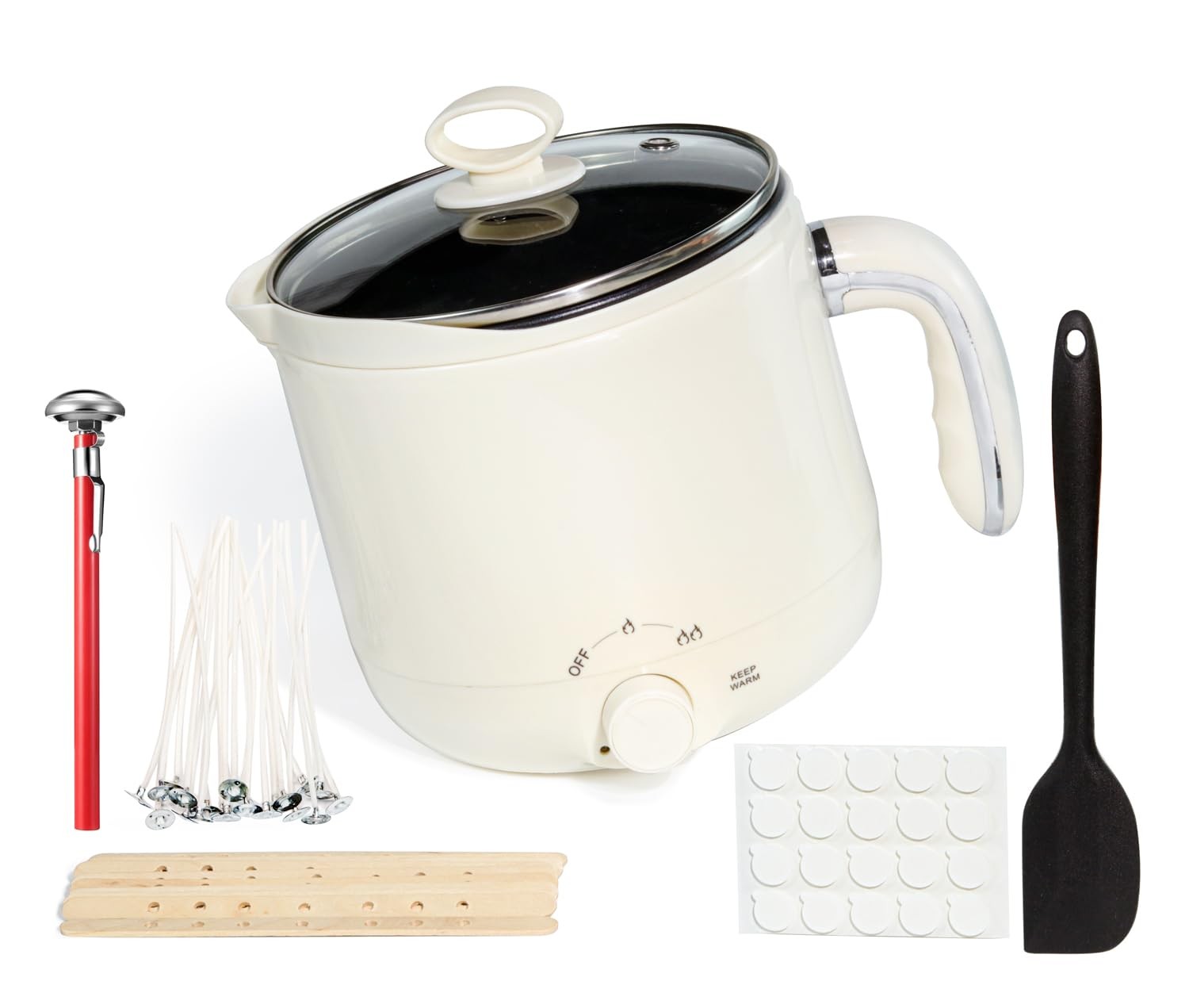 Large Electric Wax Melter 60oz with Thermometer & Pouring Spout for Candle