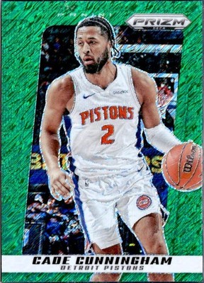 CADE CUNNINGHAM 2024-25 PANINI PRIZM DECA GREEN SHIMMER FOTL JERSEY # SP 2/12