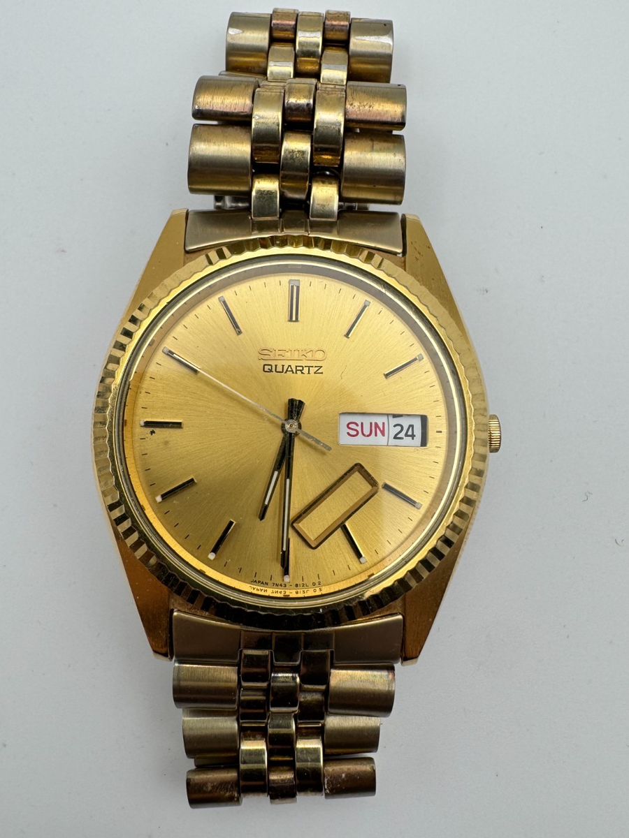Vintage Seiko Presidential Day Date Quartz Watch 7N43- 8119 Not