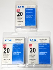 LOT OF 3 EATON CUTLER HAMMER CHF120CS CHF120 Single Pole 20 AMP Type CH Circuit