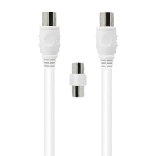 Force Power TV Kabel koncentryczny 9,52 mm Wtyczka / Gniazdo 2m z adapterem Wtyczka / Wtyczka, Biały