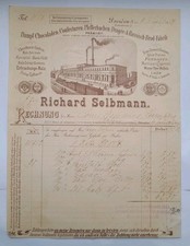 Alter Brief Rechnung Richard Selbmann 1889     Schokoladenfabrik Dresden Sachsen
