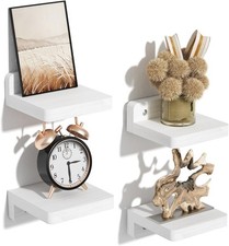 SRIWATANA Kleine Wandregal Weiß Holz 10 cm Schweberegal 4er-Set Mini Regal Wand