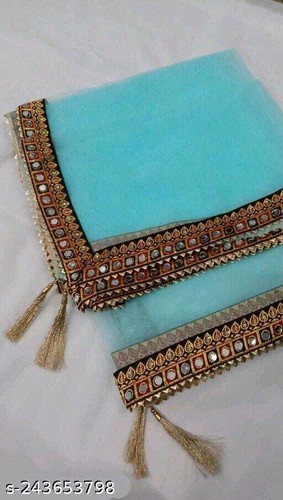Net Real Mirrors Border Dupatta Indian Party & Wedding Bollywood Style Dupatta - Picture 18 of 18