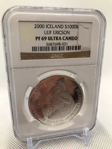 2000 ICELAND $1000K Silver Leif Ericson NGC PF 69 UC 