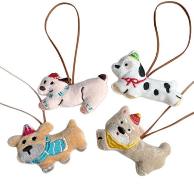 Cute Puppy Name Sticker Keychain Cartoon vente en gros Stuffed Animal Keyring Name Tag Pend-wf