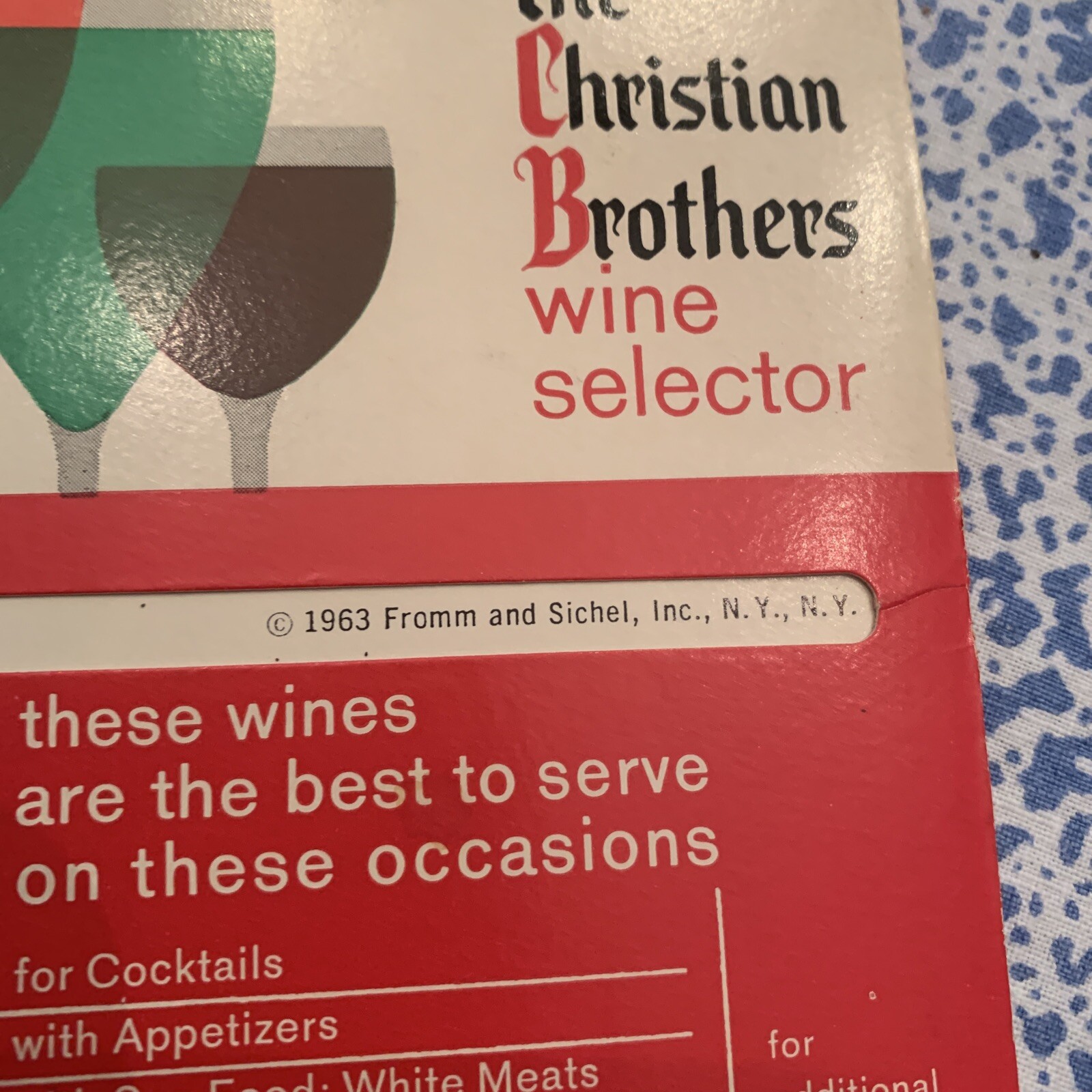 Vintage The Christian Brothers Wine Selector for Special Occasions 1963