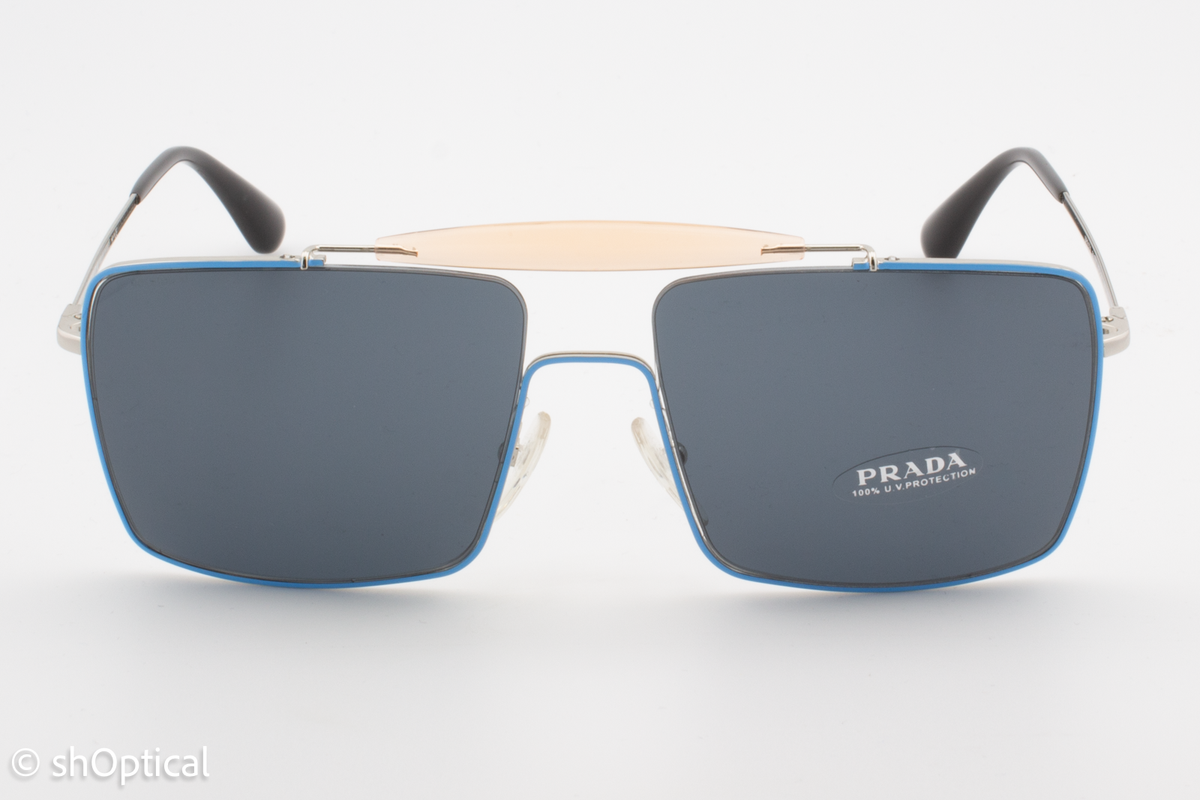 Prada SPR57S UFQ-2K1 Mens Square Tinted Sunglasses Frames Blue 58mm
