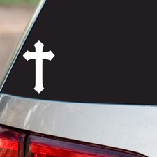 Cross Sticker Crucifix God Church Pray Faith all chrome and regular vinyl colors